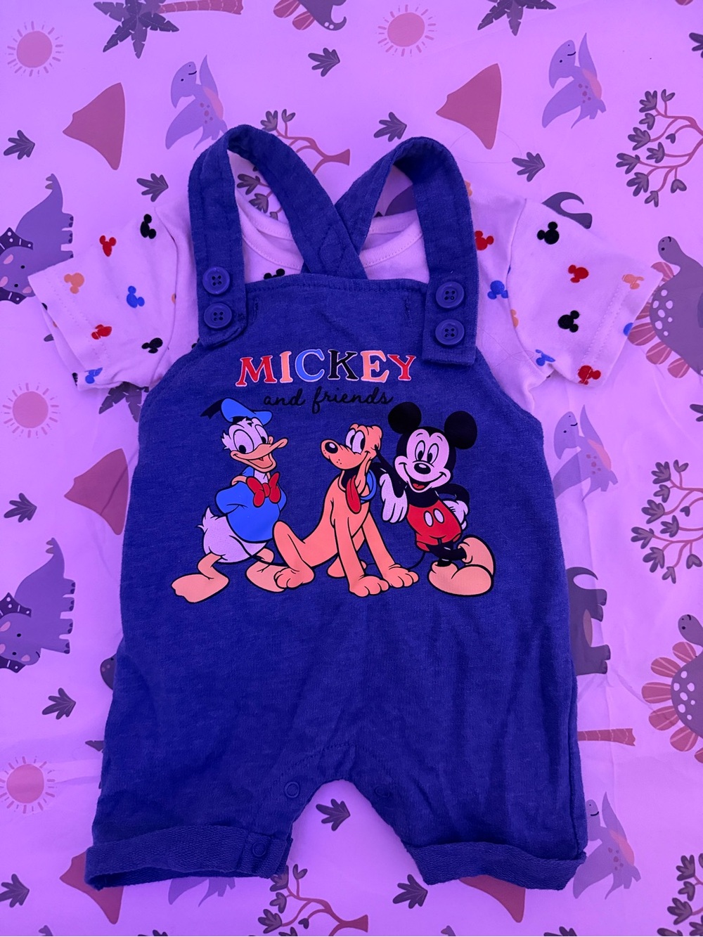 Disney Navy Blue Mickey & Friends Overalls Set